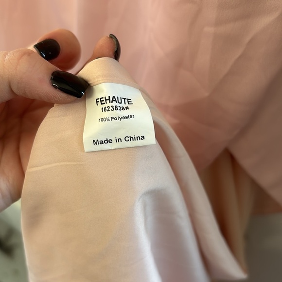 Fehaute Orange and Pink Floral One Shoulder Slit A - Line Gown Size 4 - Picture 6 of 8